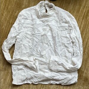 Mango frilly ruffle Victorian long sleeve white blouse